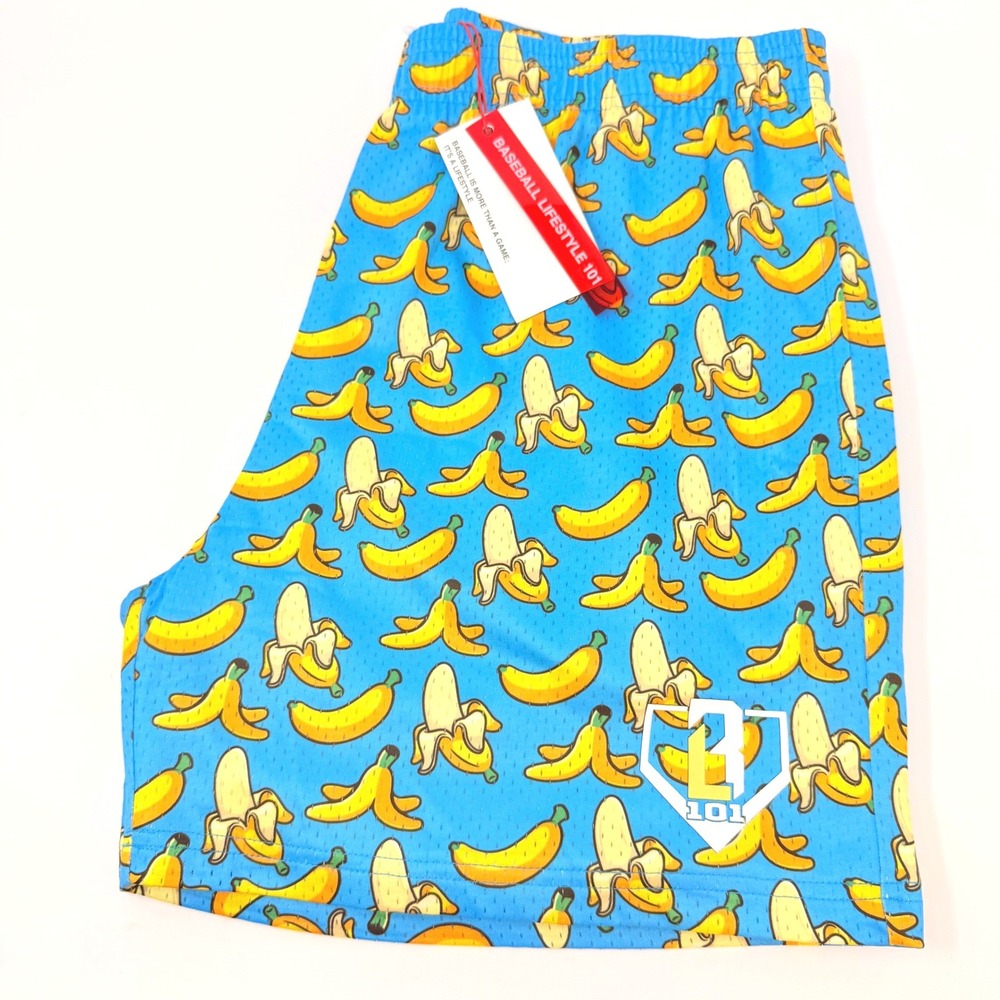 Baseball Lifestyle 101 Mens Large Banana Mesh Athletic Shorts Blue NEW